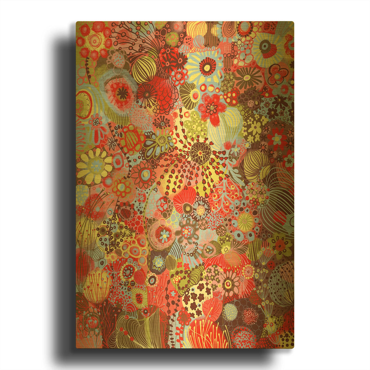 'Field of Flowers' By Noemi Ibarz Gold Metal Wall Art
