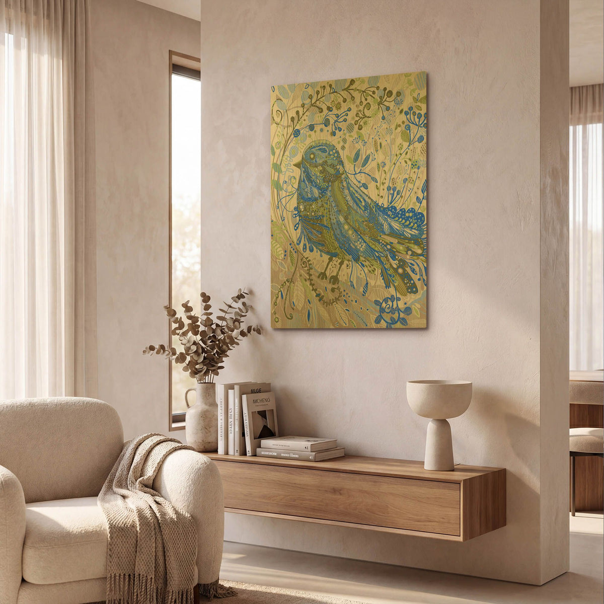 'Blue Bird' By Noemi Ibarz Gold Metal Wall Art