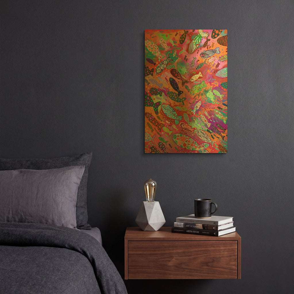 'Fish' By Noemi Ibarz Gold Metal Wall Art