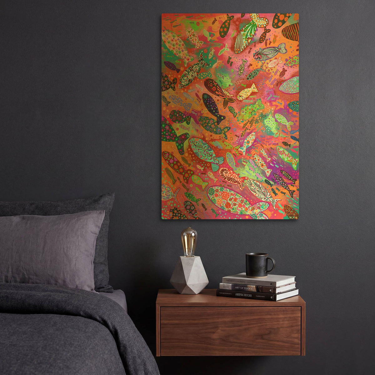 'Fish' By Noemi Ibarz Gold Metal Wall Art