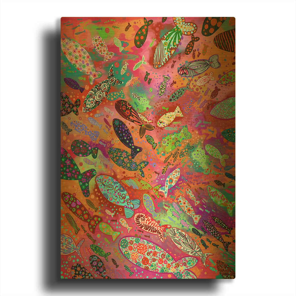 'Fish' By Noemi Ibarz Gold Metal Wall Art