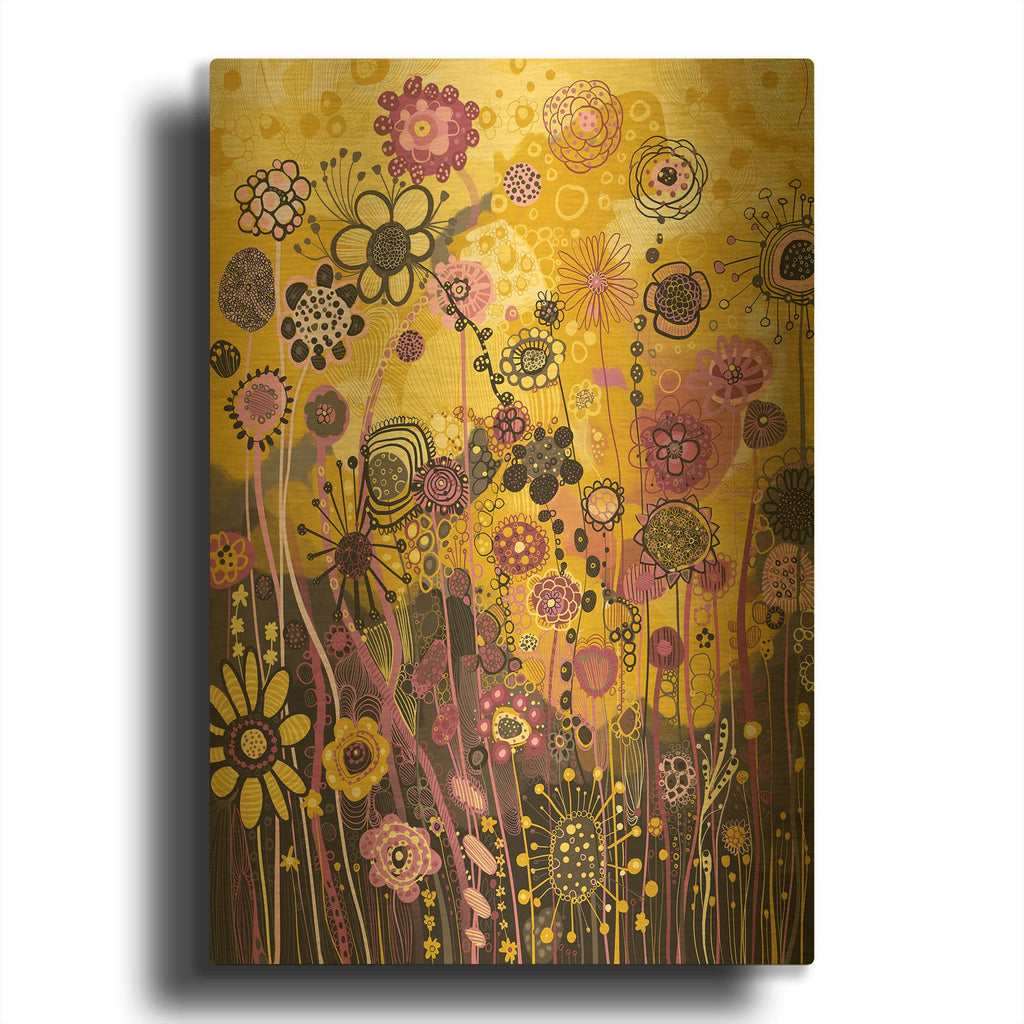 'Yellow' By Noemi Ibarz Gold Metal Wall Art