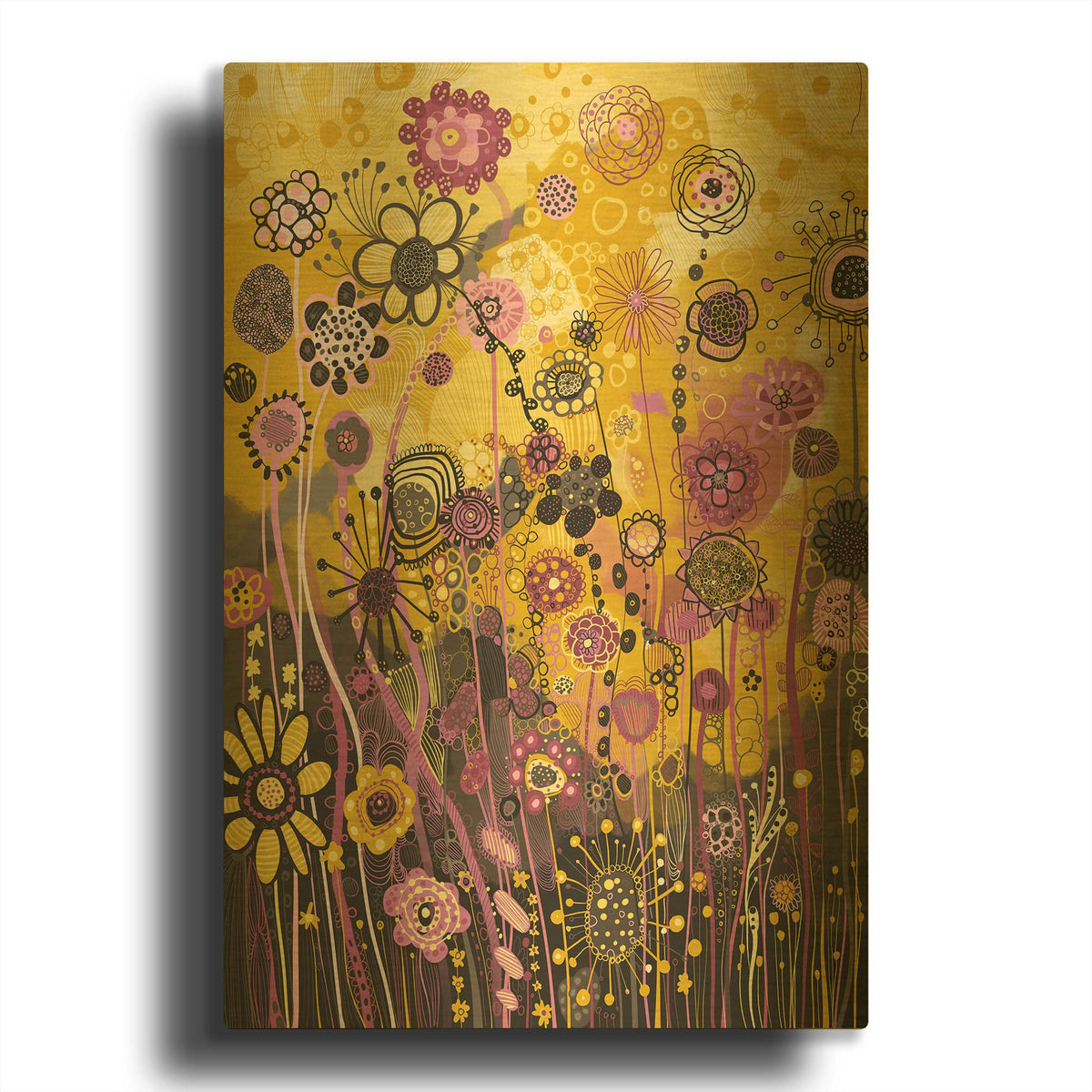 'Yellow' By Noemi Ibarz Gold Metal Wall Art