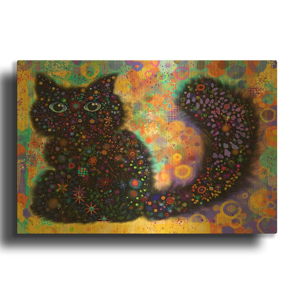 'Black Cat 2' By Noemi Ibarz Gold Metal Wall Art