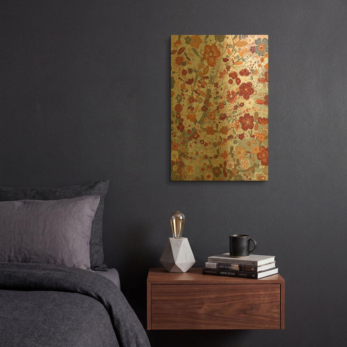 'Flower' By Noemi Ibarz Gold Metal Wall Art