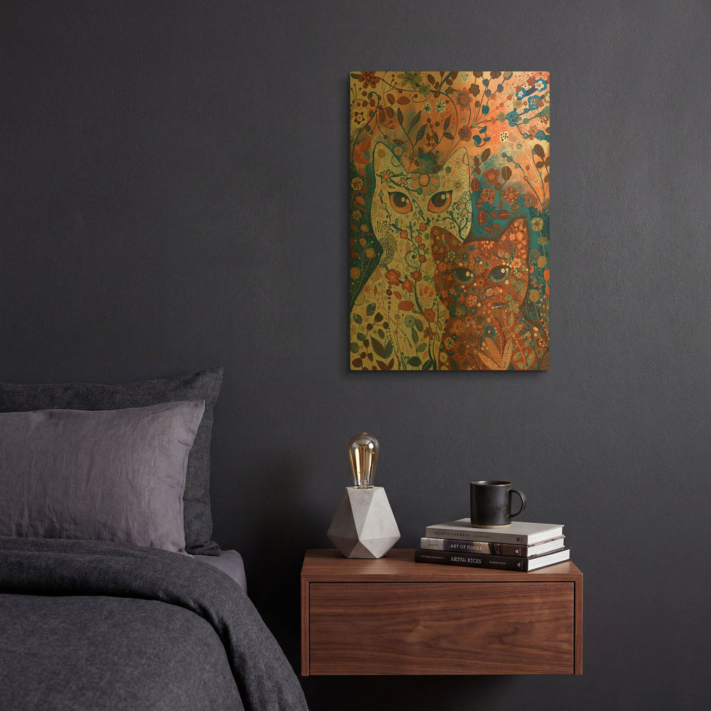 'Cats' By Noemi Ibarz Gold Metal Wall Art