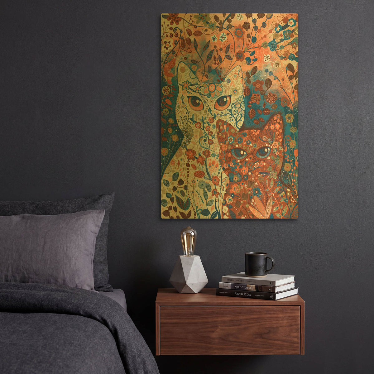 'Cats' By Noemi Ibarz Gold Metal Wall Art