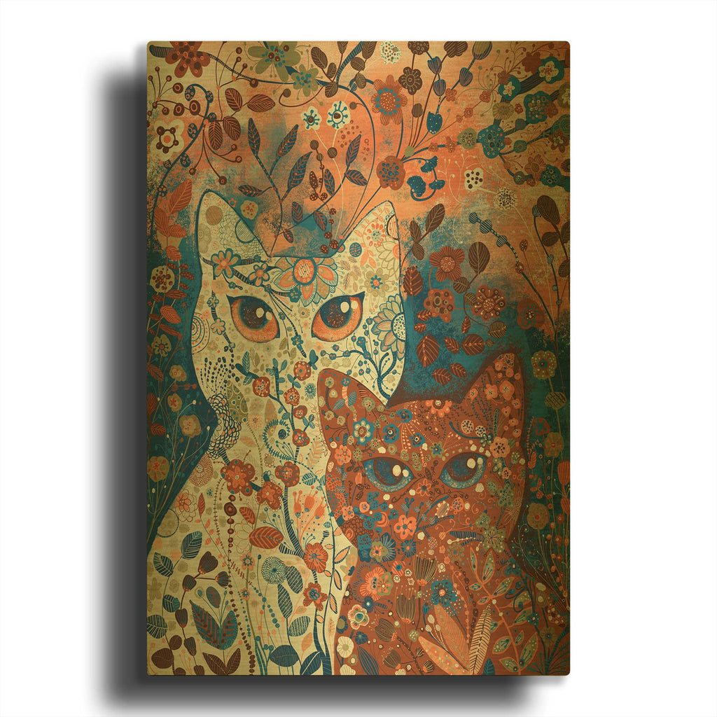'Cats' By Noemi Ibarz Gold Metal Wall Art