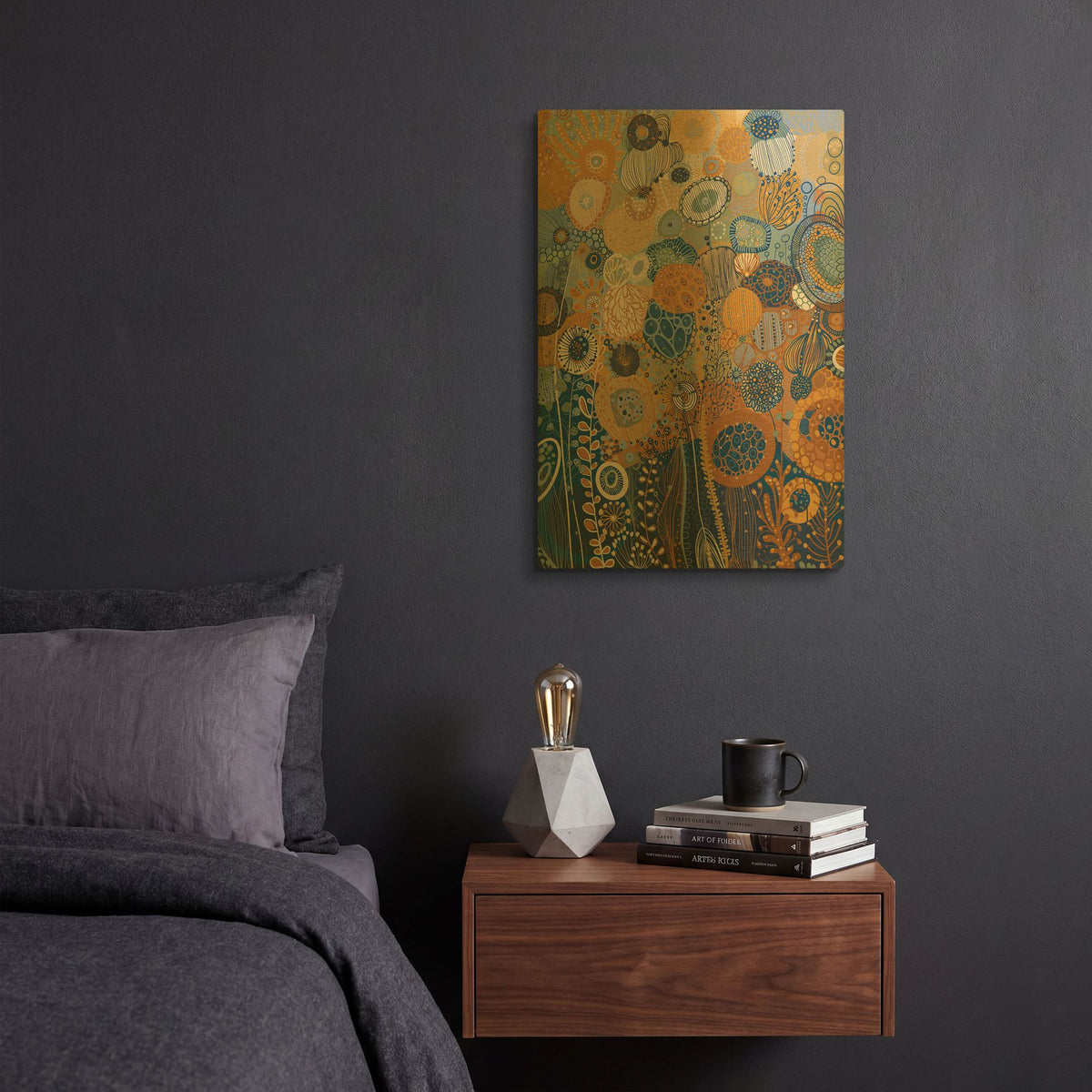 'Blue Flower' By Noemi Ibarz Gold Metal Wall Art