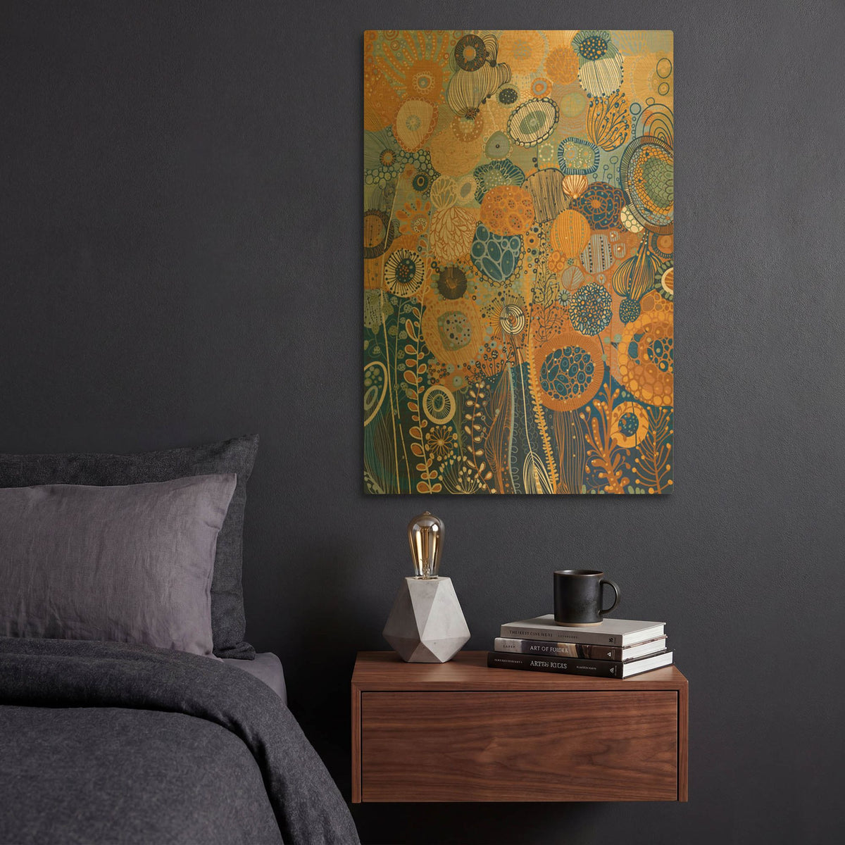 'Blue Flower' By Noemi Ibarz Gold Metal Wall Art