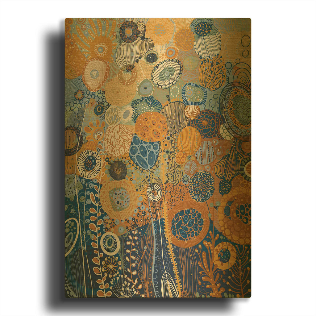 'Blue Flower' By Noemi Ibarz Gold Metal Wall Art