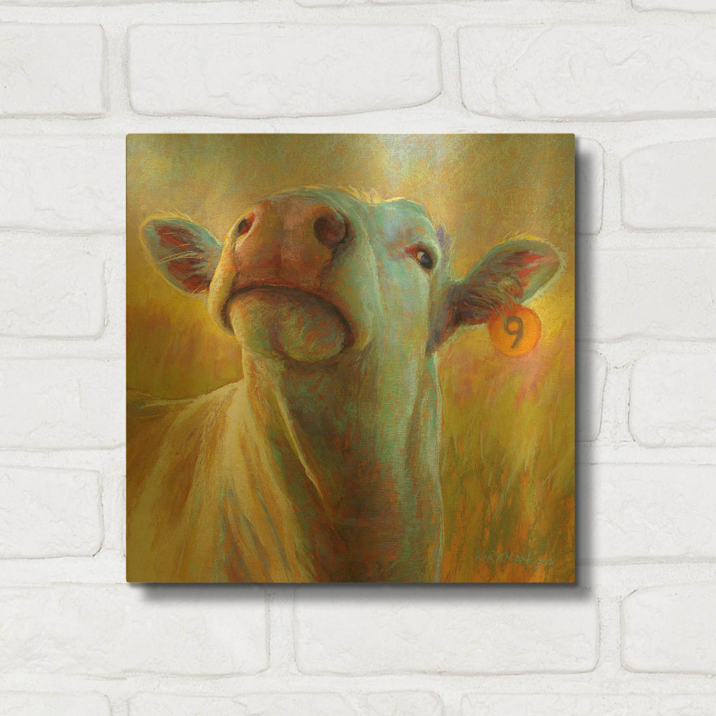 'Cow 9' By Rita Kirkman Gold Metal Wall Art