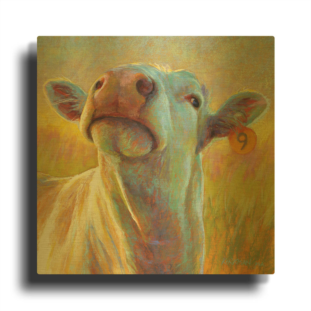 'Cow 9' By Rita Kirkman Gold Metal Wall Art