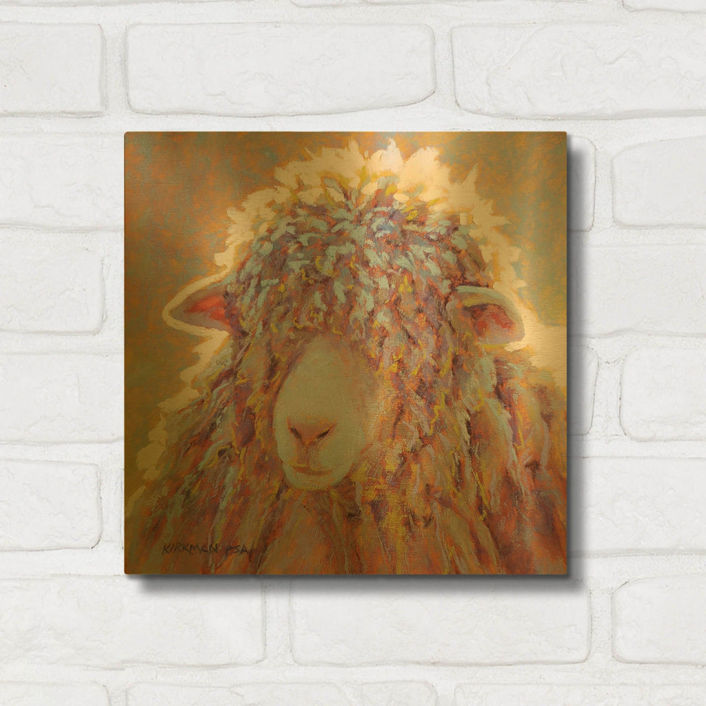 'Shaggy Sheep' By Rita Kirkman Gold Metal Wall Art