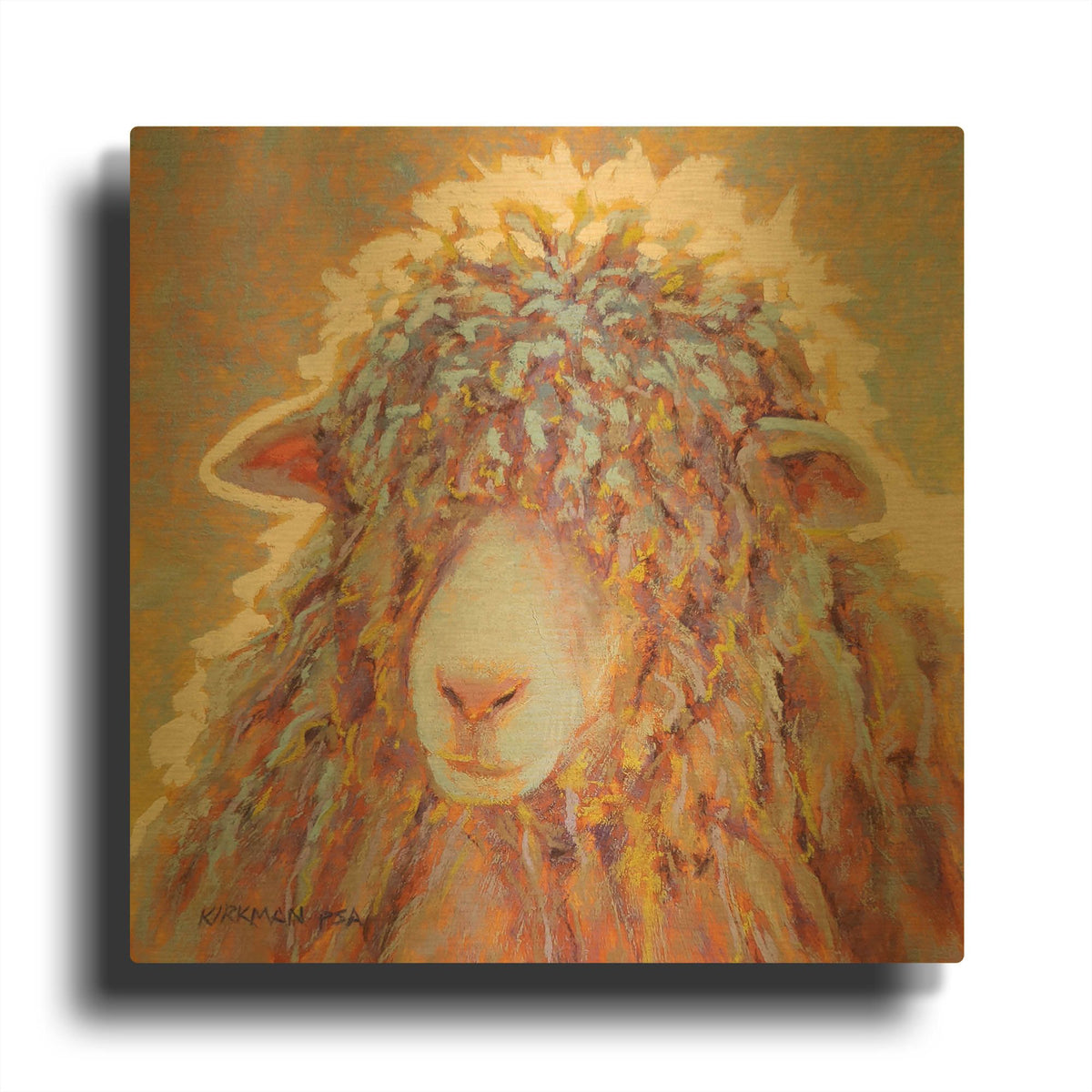 'Shaggy Sheep' By Rita Kirkman Gold Metal Wall Art