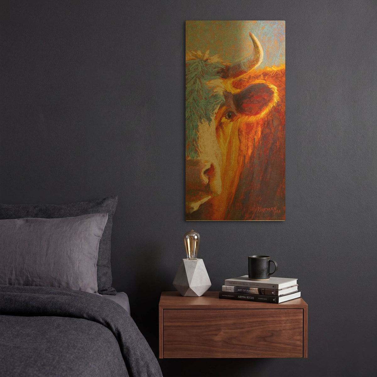 'Half-Faced Hereford' By Rita Kirkman Gold Metal Wall Art