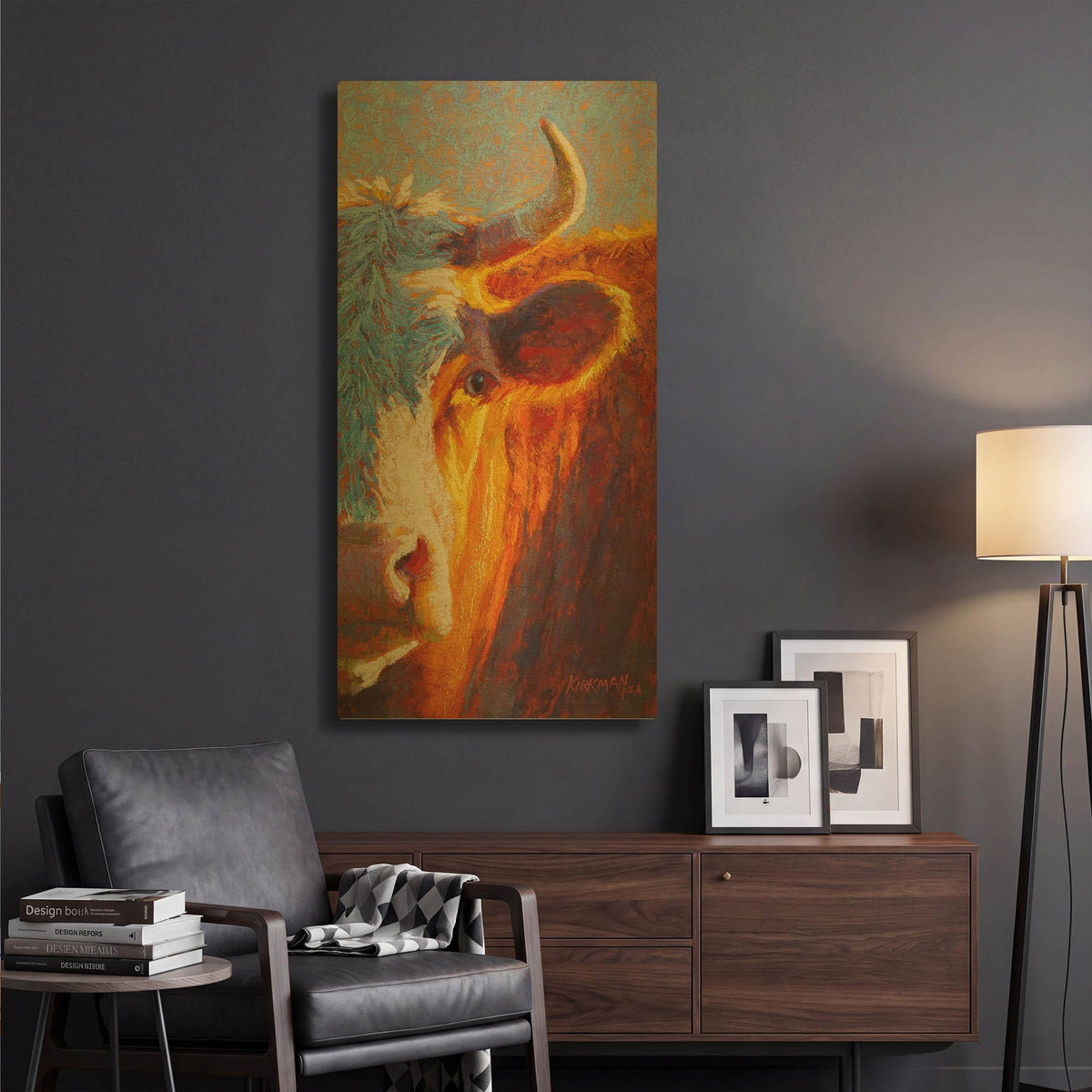 'Half-Faced Hereford' By Rita Kirkman Gold Metal Wall Art