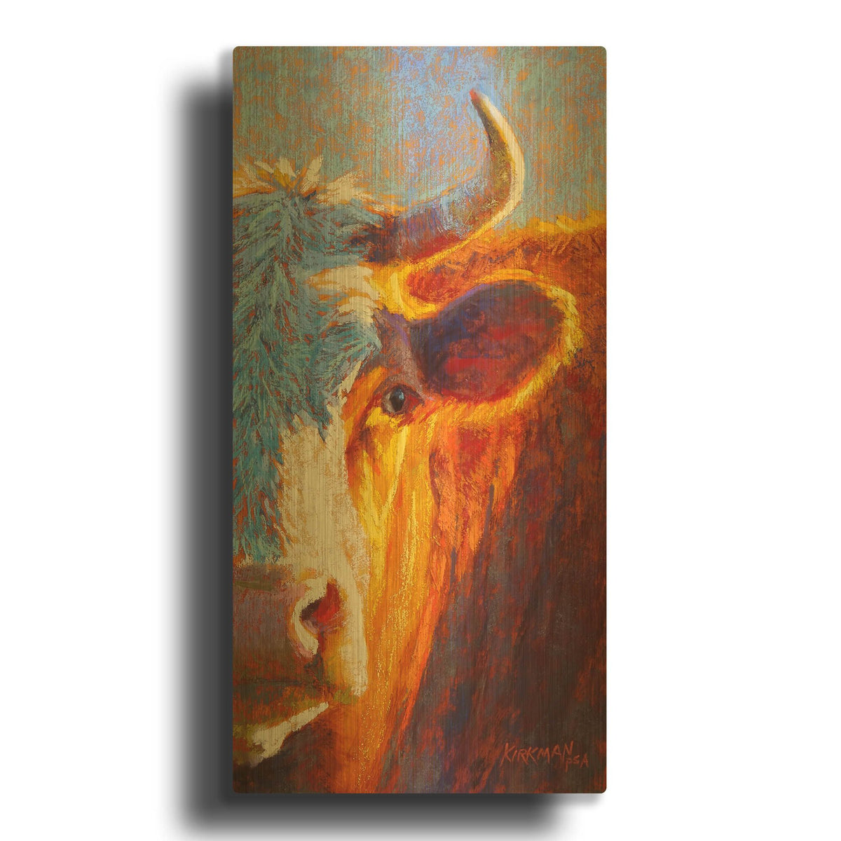 'Half-Faced Hereford' By Rita Kirkman Gold Metal Wall Art