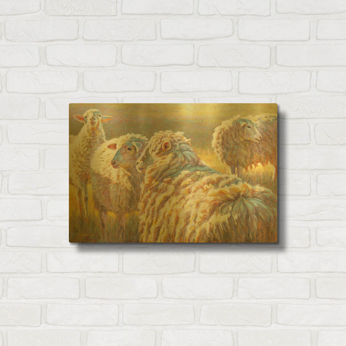 'Sheep Schemes' By Rita Kirkman Gold Metal Wall Art