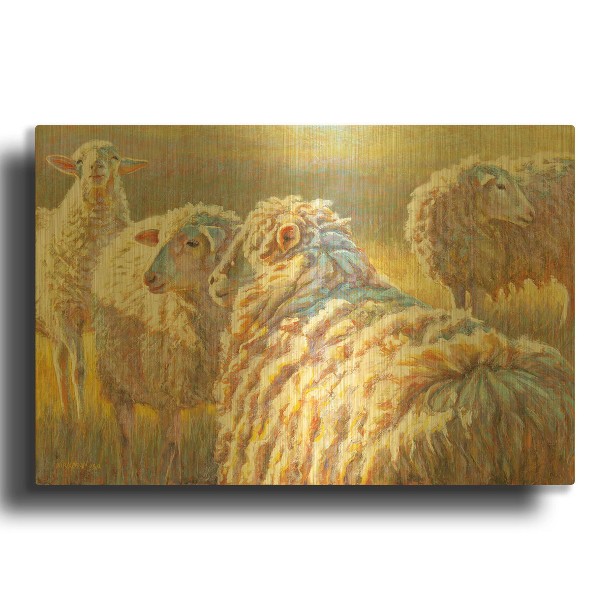 'Sheep Schemes' By Rita Kirkman Gold Metal Wall Art
