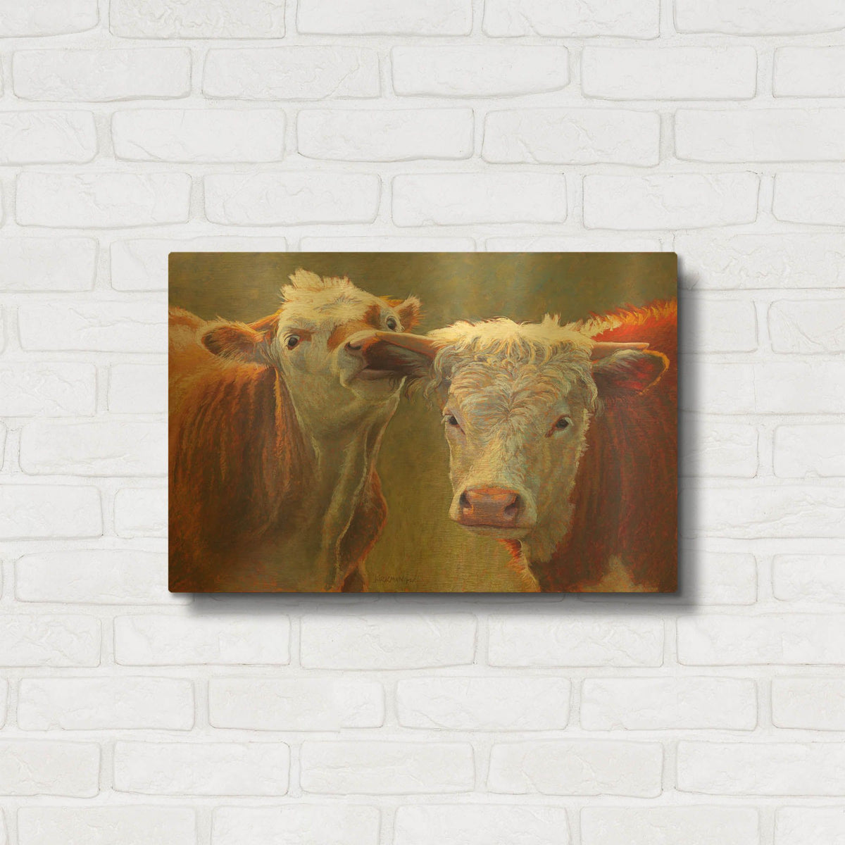 'Nibbling Sibling' By Rita Kirkman Gold Metal Wall Art