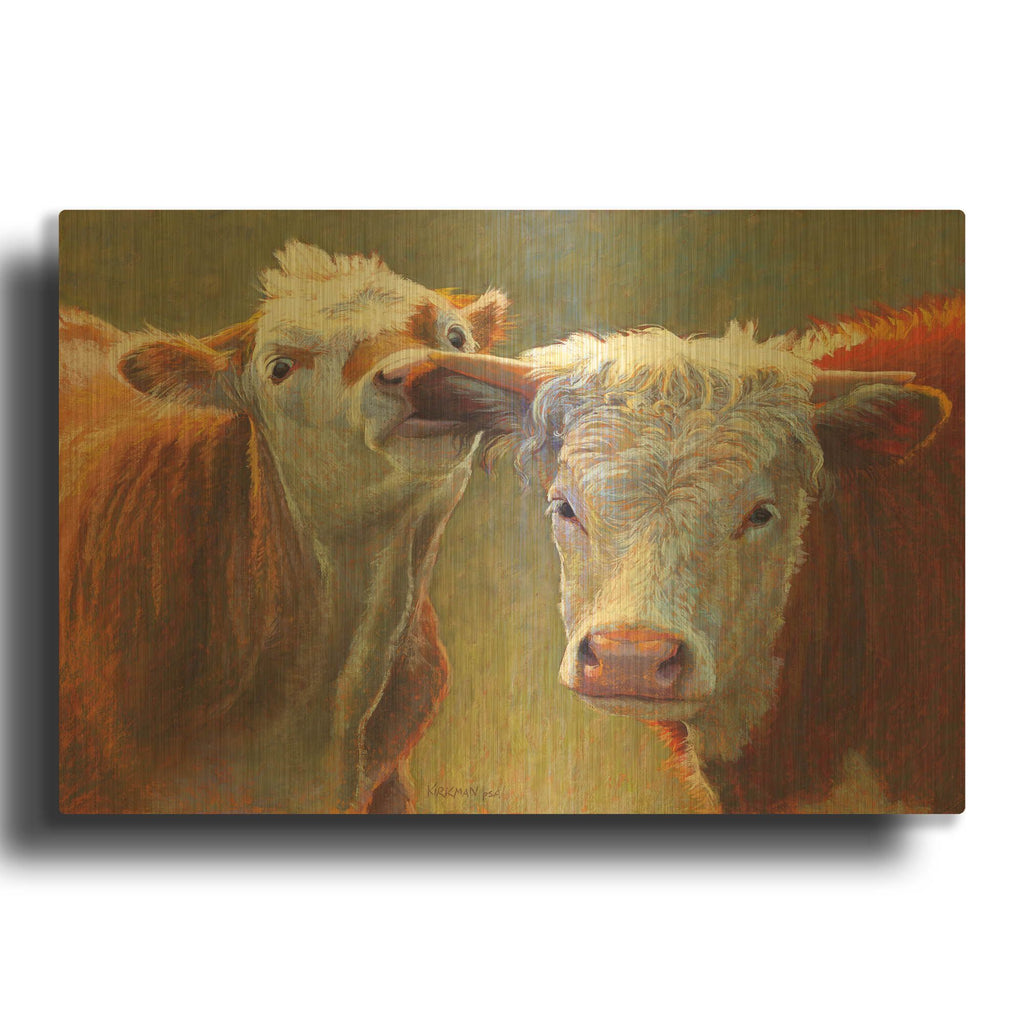 'Nibbling Sibling' By Rita Kirkman Gold Metal Wall Art