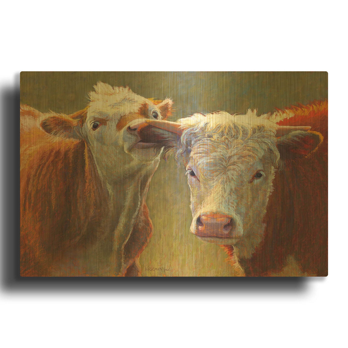 'Nibbling Sibling' By Rita Kirkman Gold Metal Wall Art