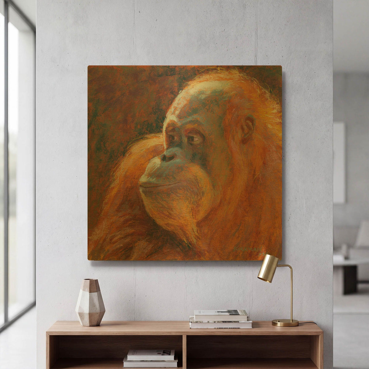 'O Is For Orangutan' By Rita Kirkman Gold Metal Wall Art