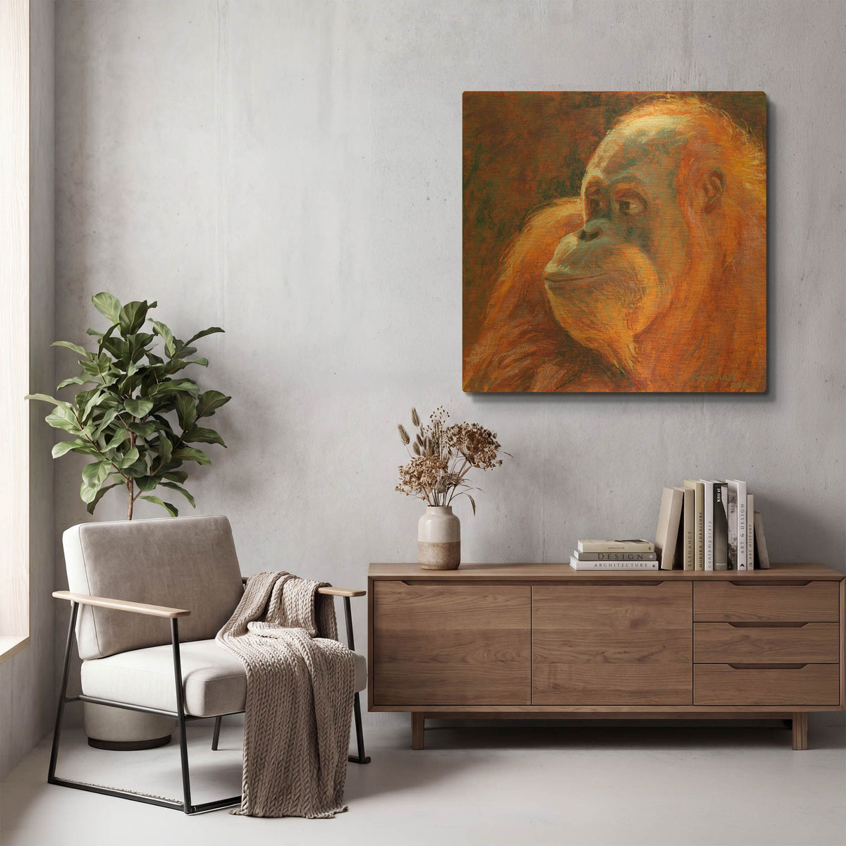 'O Is For Orangutan' By Rita Kirkman Gold Metal Wall Art
