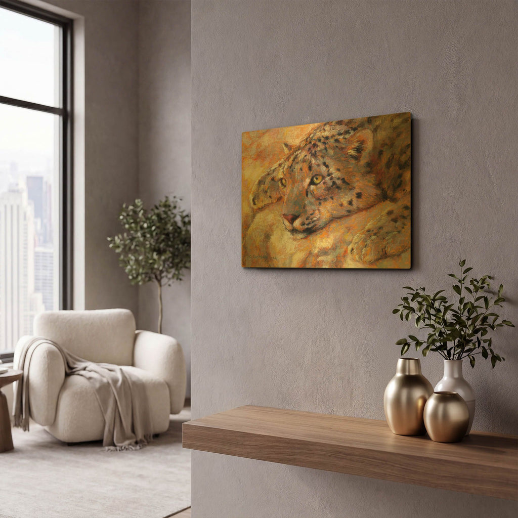 'Snow Leopard' By Rita Kirkman Gold Metal Wall Art