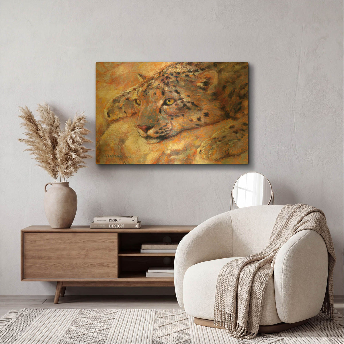 'Snow Leopard' By Rita Kirkman Gold Metal Wall Art