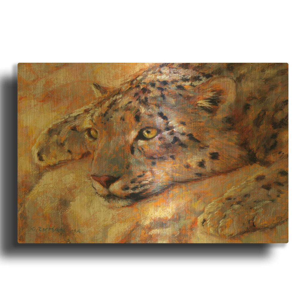 'Snow Leopard' By Rita Kirkman Gold Metal Wall Art
