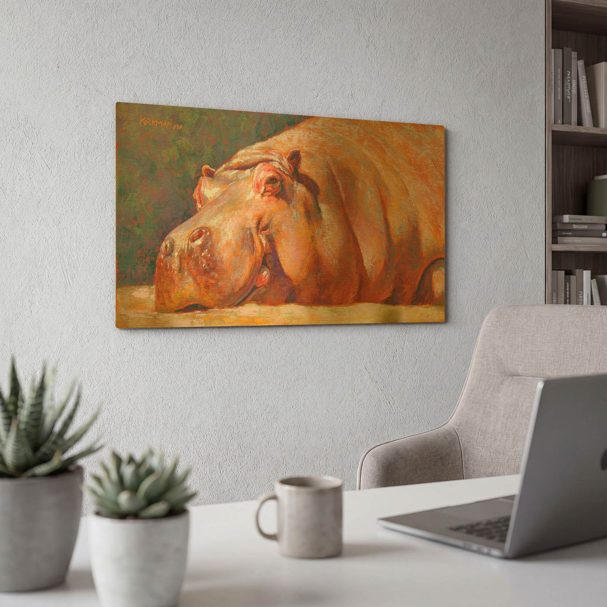 'H Is For Hippo' By Rita Kirkman Gold Metal Wall Art
