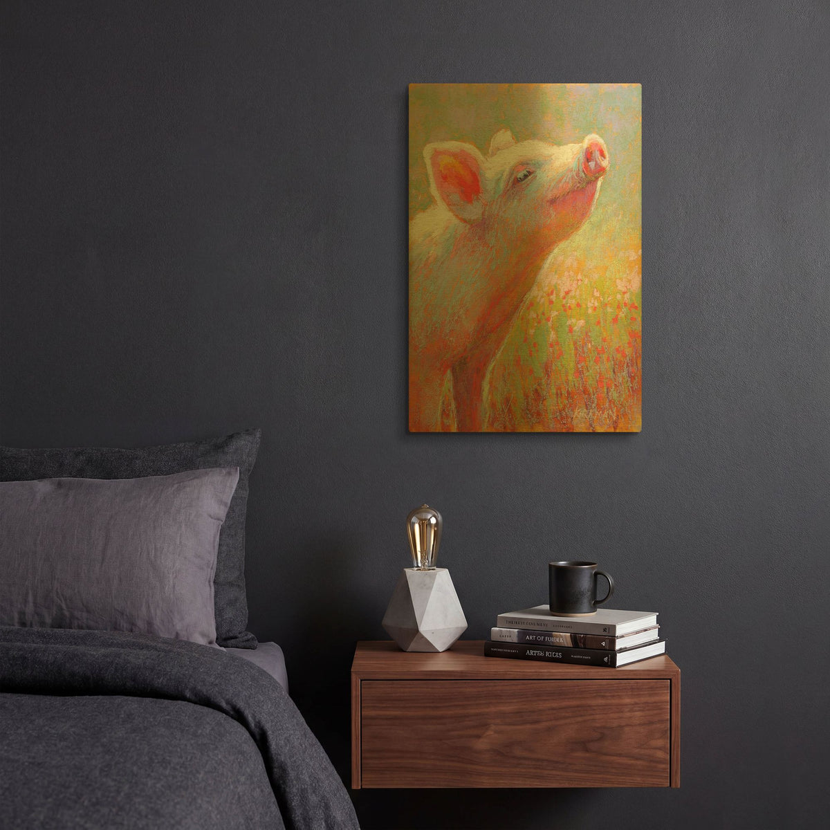 'Little Pink Piglet' By Rita Kirkman Gold Metal Wall Art
