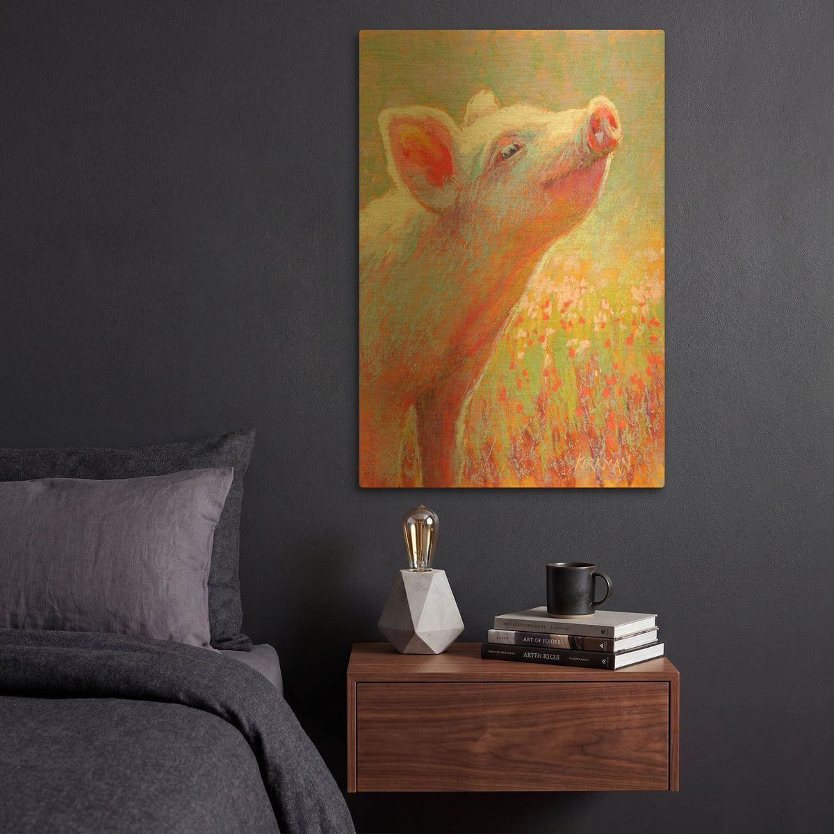 'Little Pink Piglet' By Rita Kirkman Gold Metal Wall Art
