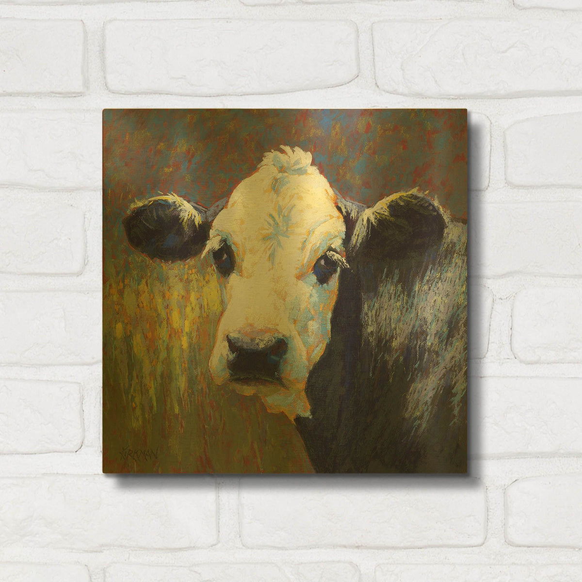 'Moo' By Rita Kirkman Gold Metal Wall Art