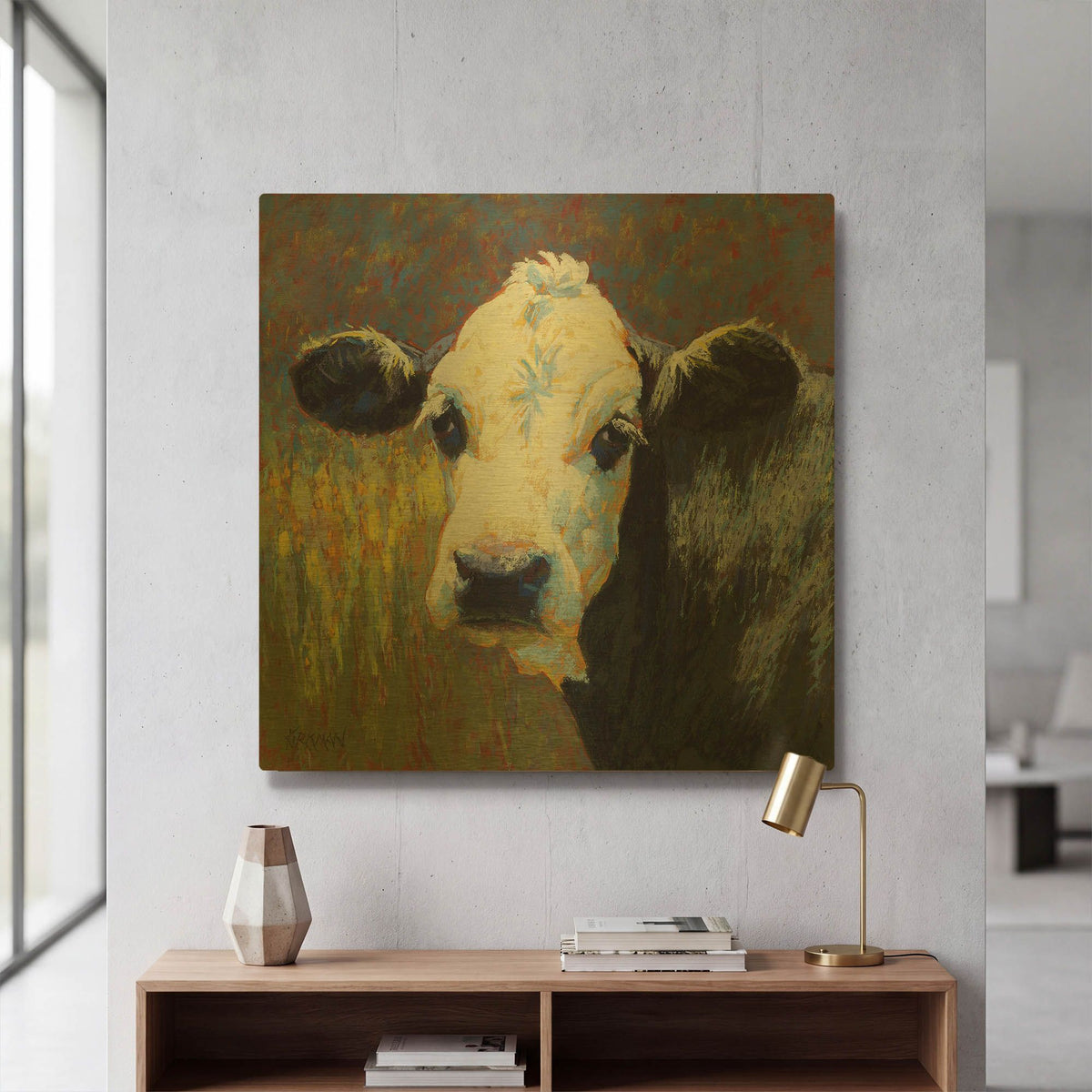 'Moo' By Rita Kirkman Gold Metal Wall Art