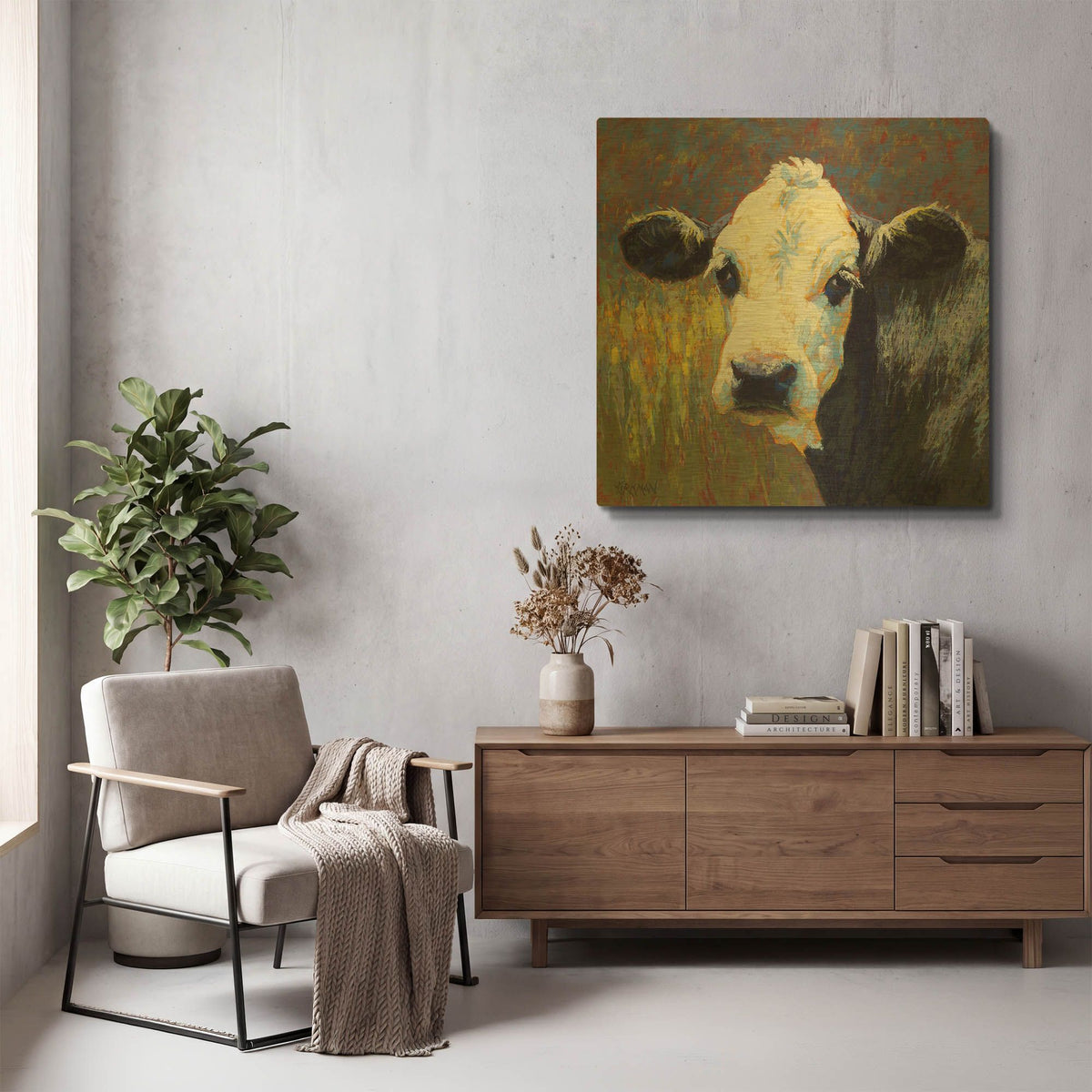 'Moo' By Rita Kirkman Gold Metal Wall Art