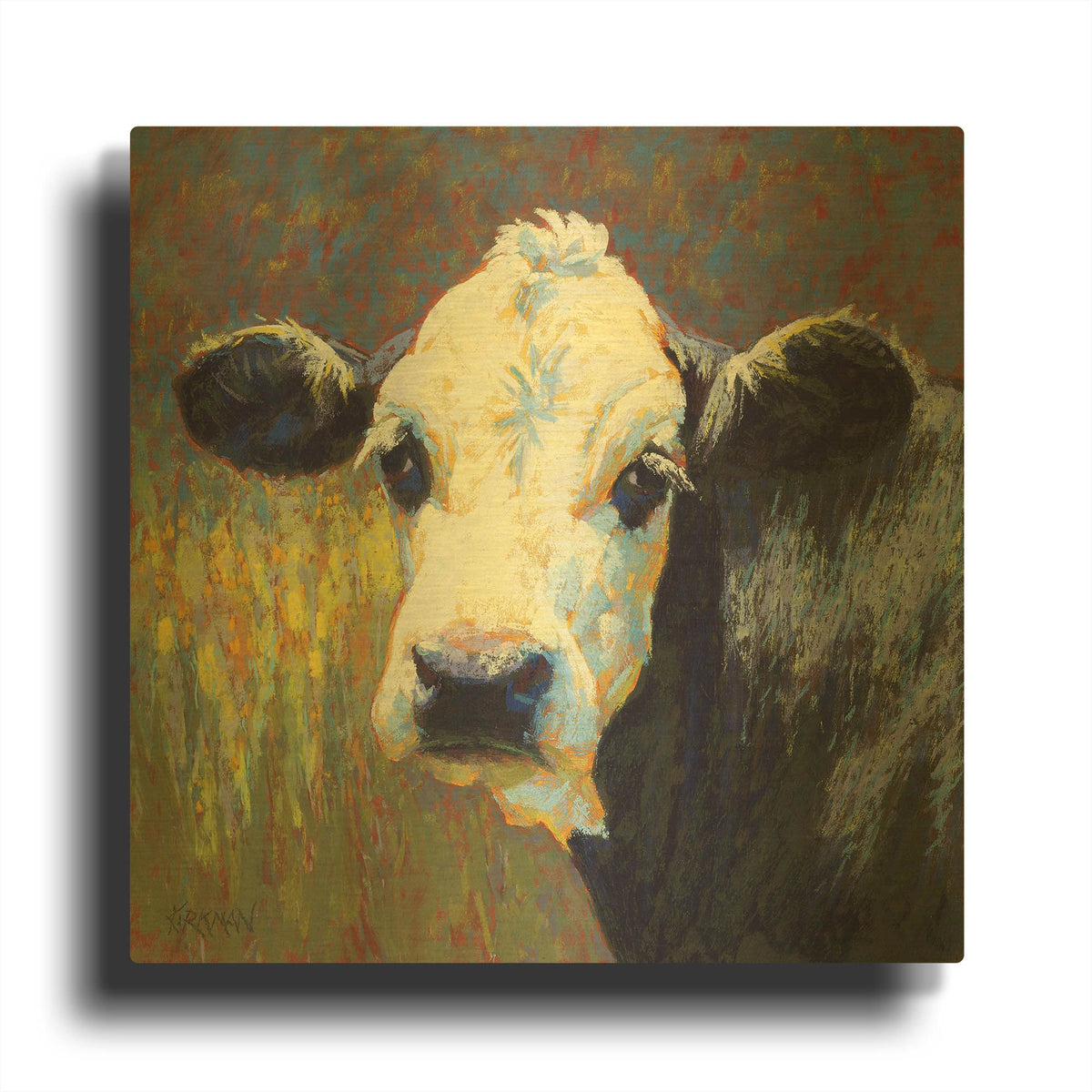 'Moo' By Rita Kirkman Gold Metal Wall Art