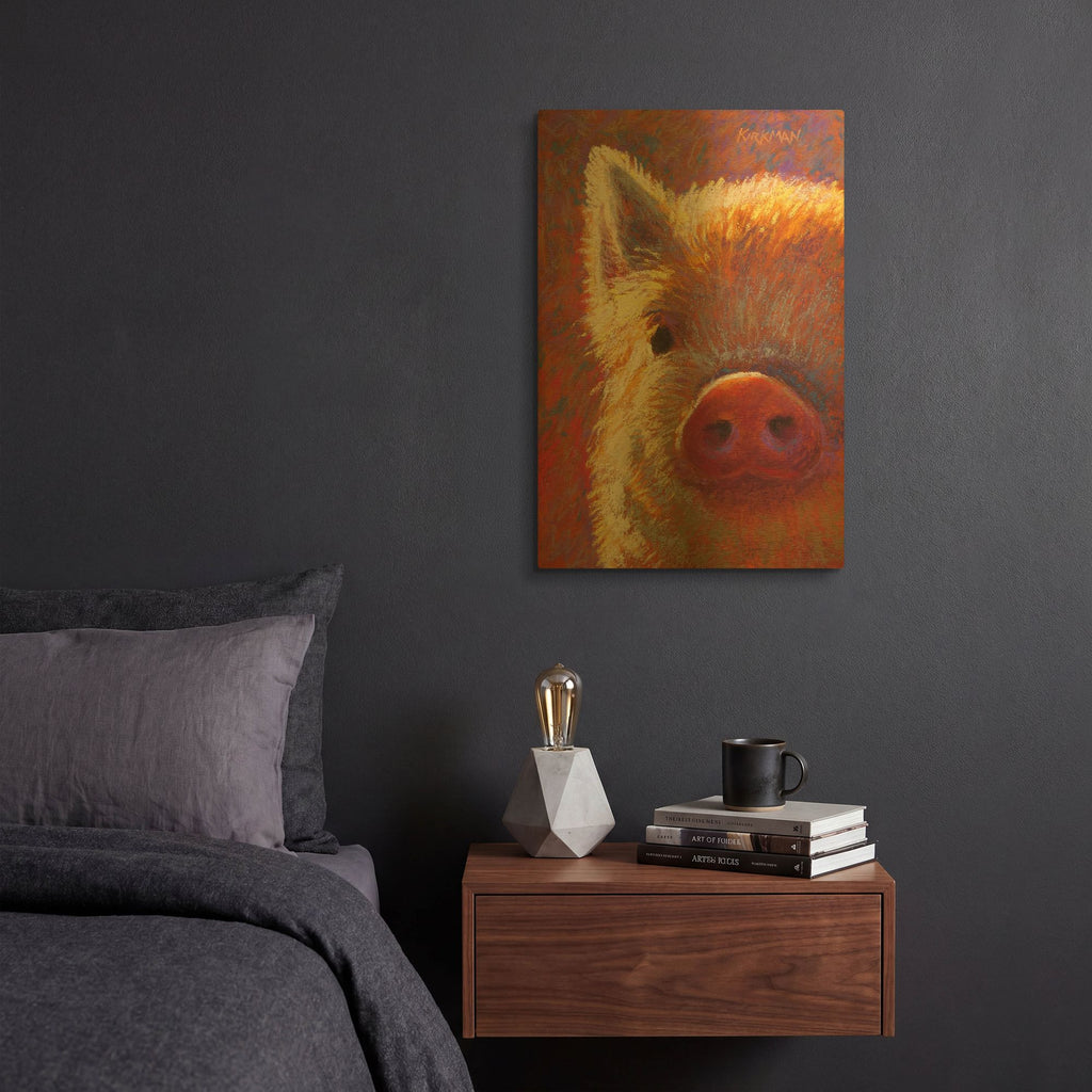 'Piglet Mini 6' By Rita Kirkman Gold Metal Wall Art
