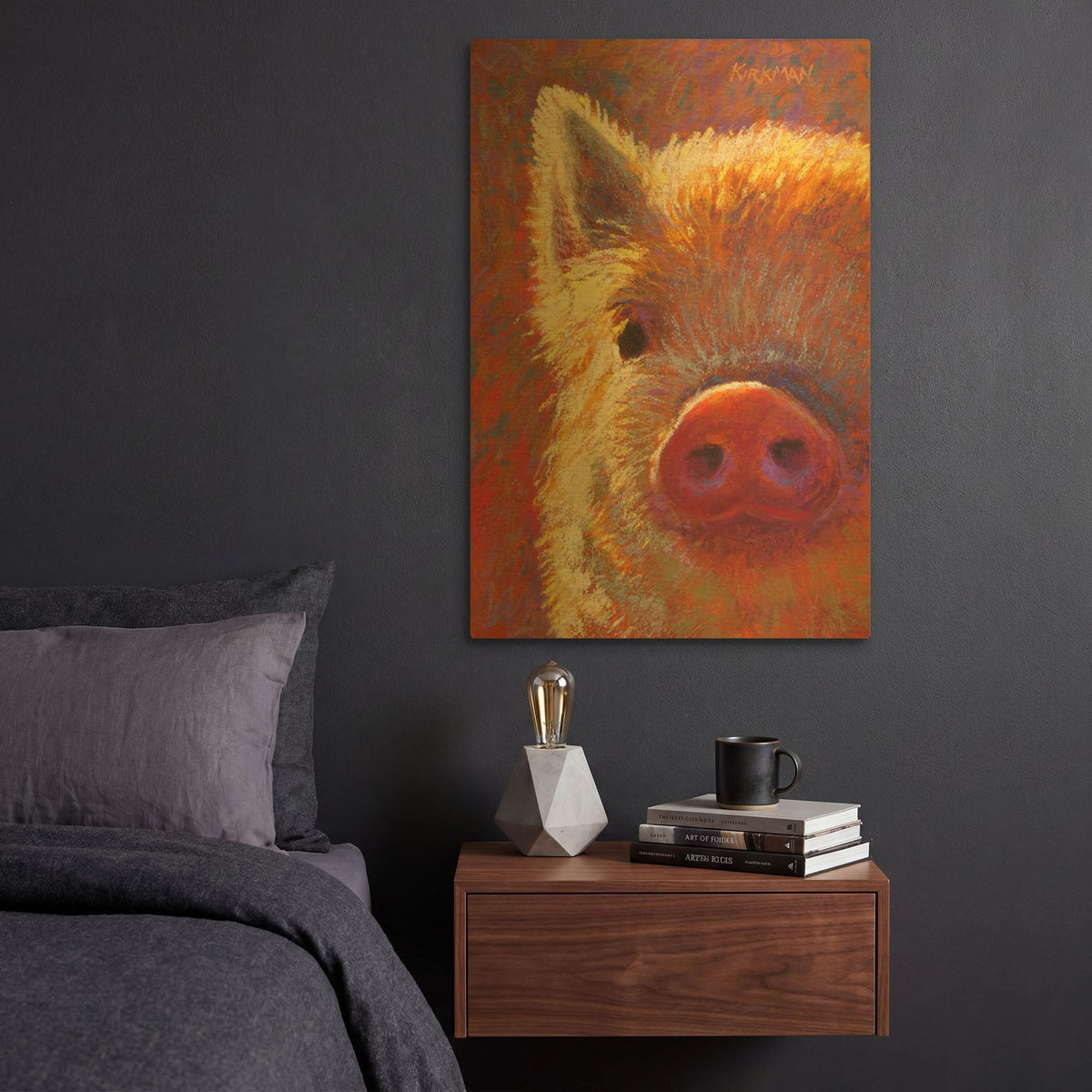 'Piglet Mini 6' By Rita Kirkman Gold Metal Wall Art