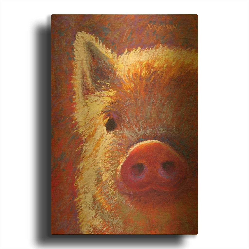 'Piglet Mini 6' By Rita Kirkman Gold Metal Wall Art
