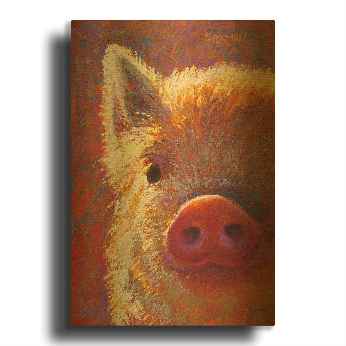 'Piglet Mini 6' By Rita Kirkman Gold Metal Wall Art