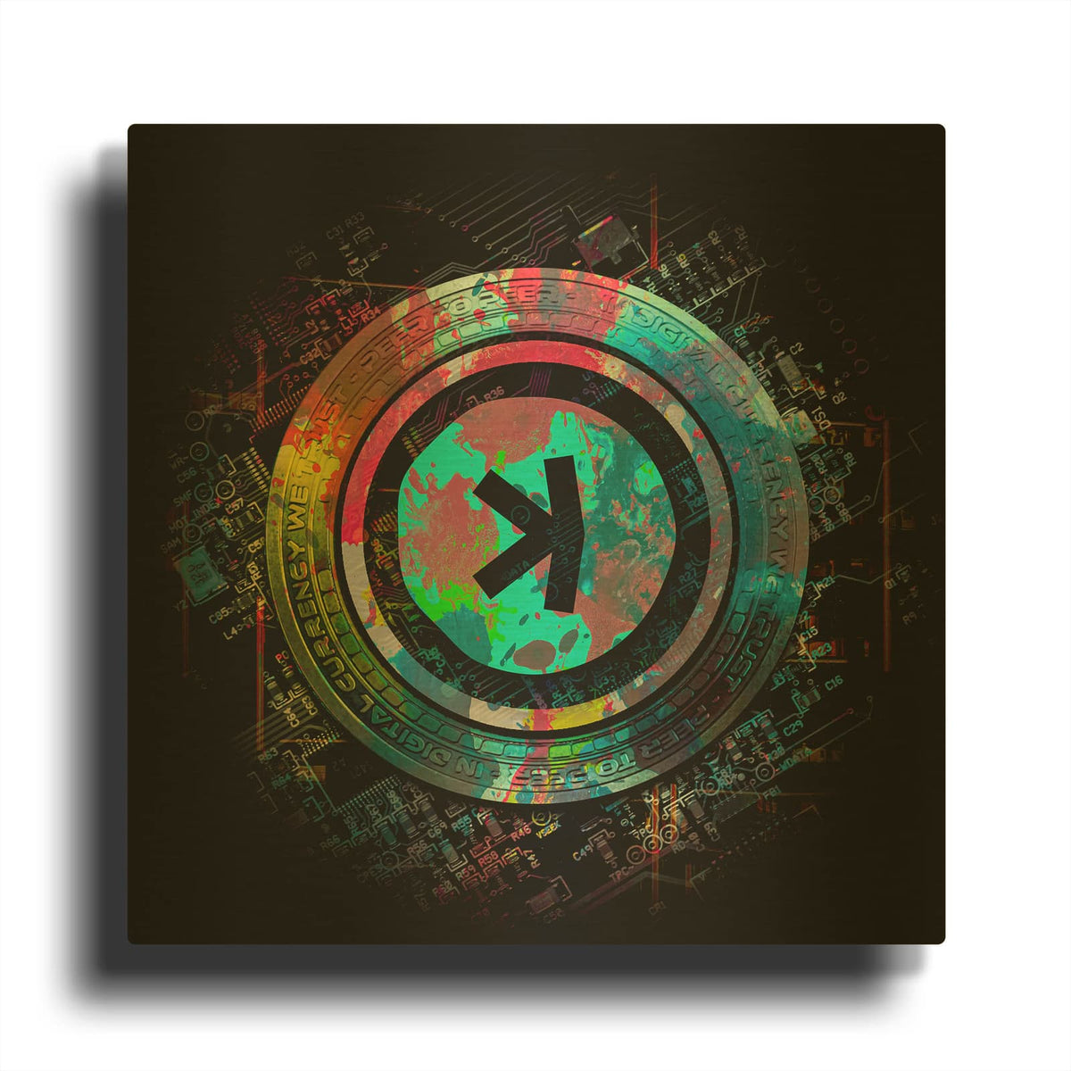'Kaspa Crypto Power' By Valentyn Artemenko Gold Metal Wall Art
