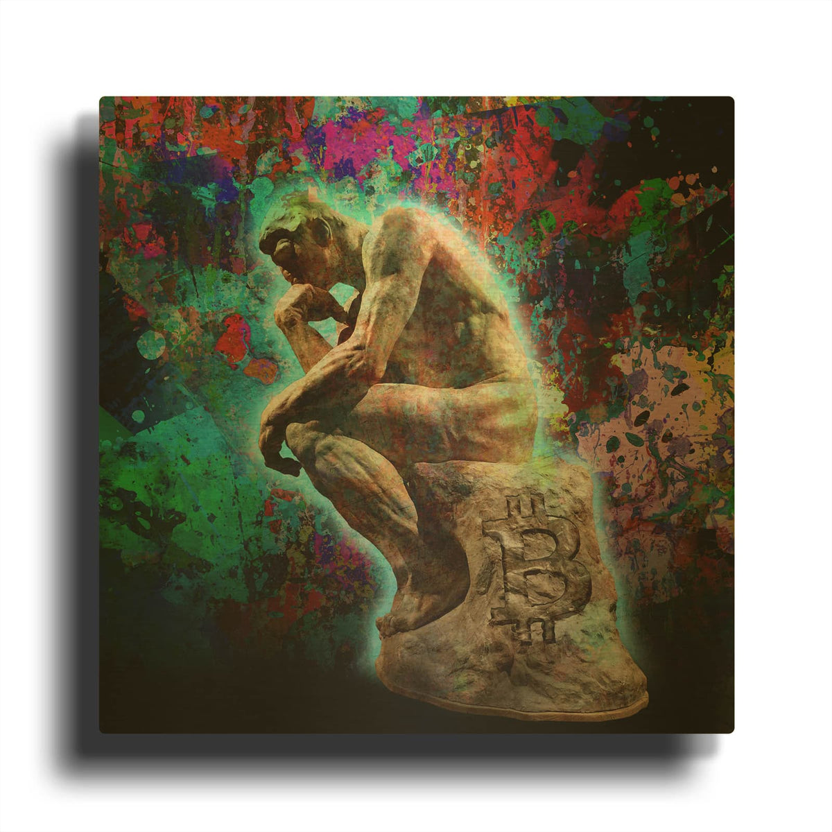 'The Bitcoin Thinker' By Valentyn Artemenko Gold Metal Wall Art
