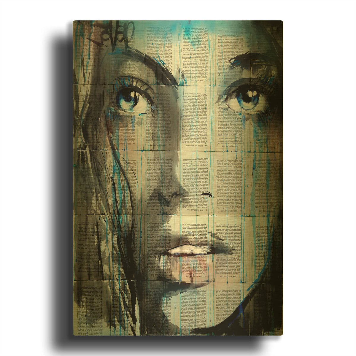 'Blue Sway' By Loui Jover Gold Metal Wall Art