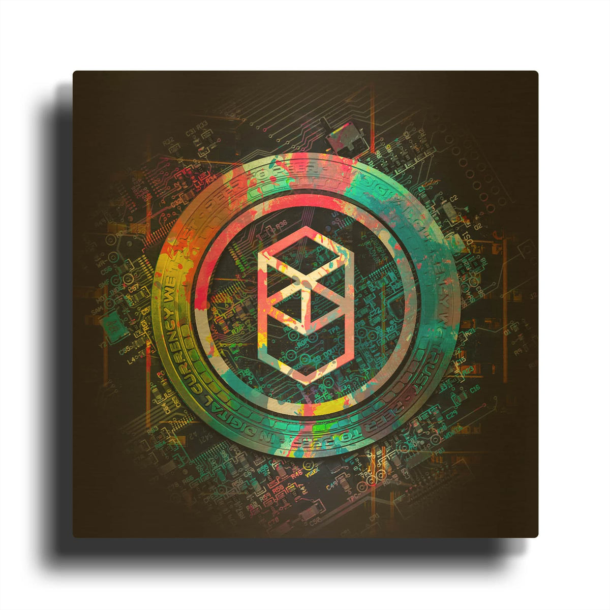 'Fantom Crypto Power' By Valentyn Artemenko Gold Metal Wall Art