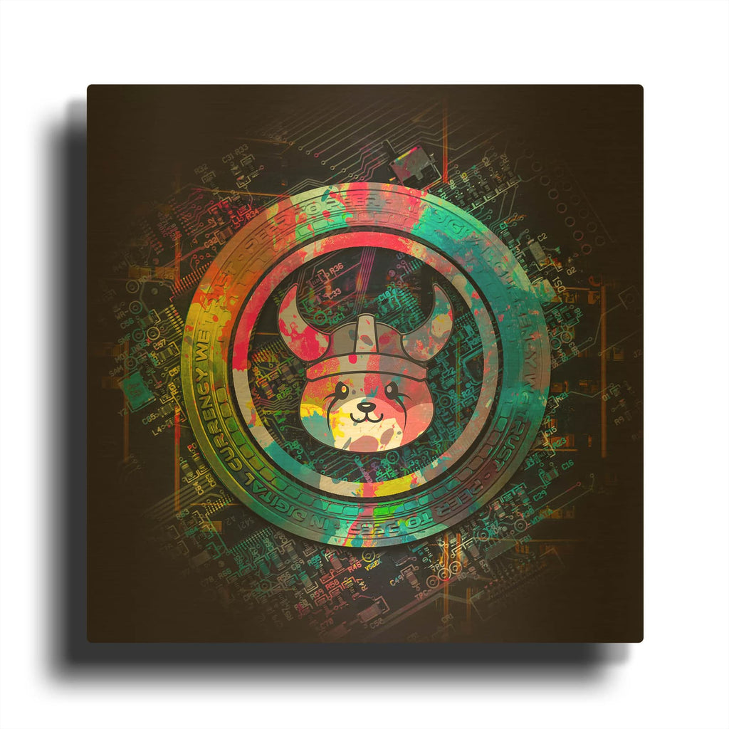 'Floki Crypto Power' By Valentyn Artemenko Gold Metal Wall Art