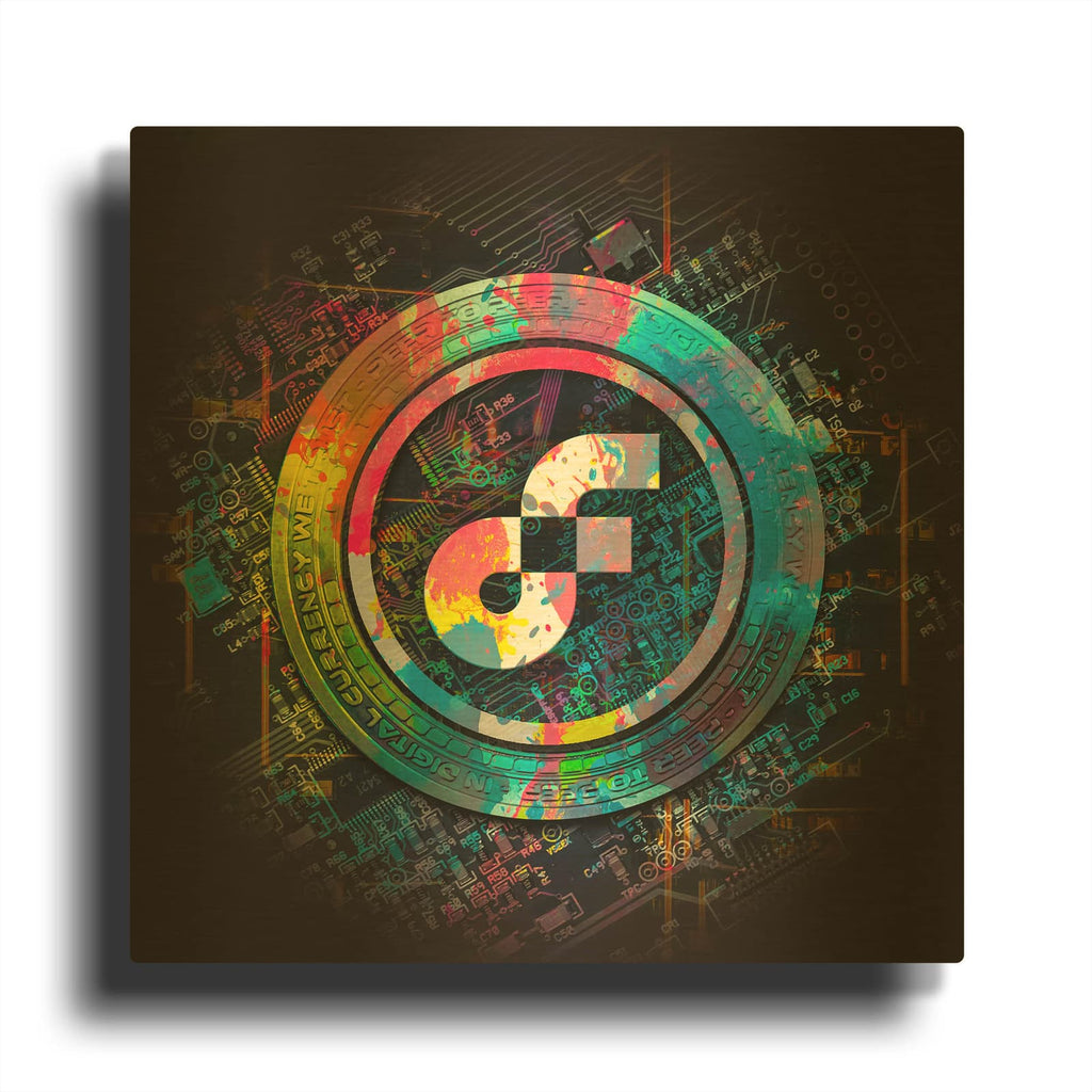 'Flow Crypto Power' By Valentyn Artemenko Gold Metal Wall Art