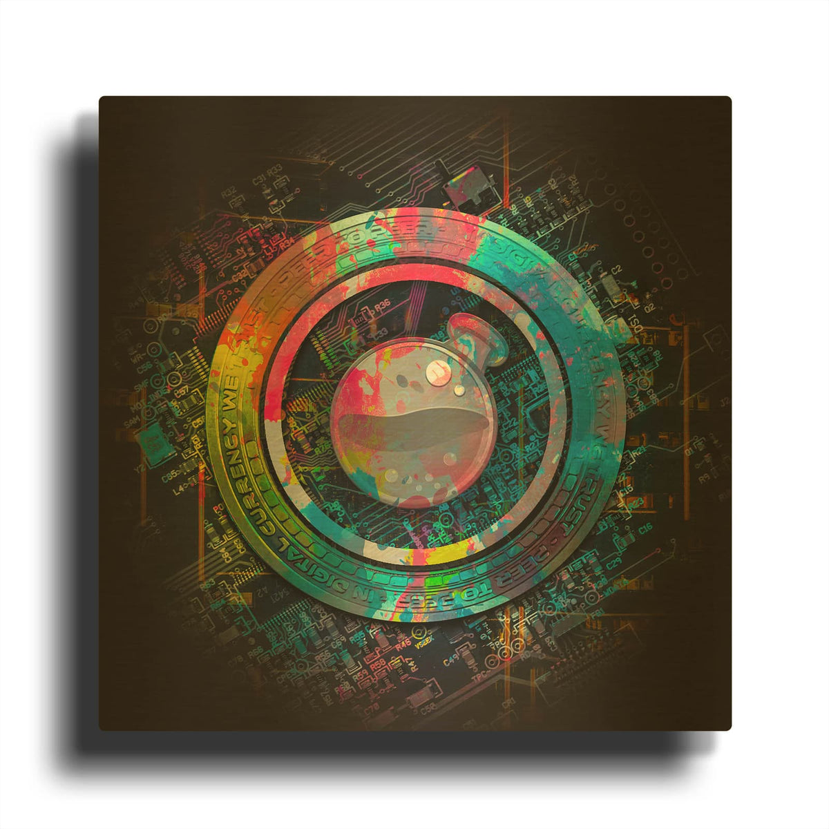 'Osmosis Crypto Power' By Valentyn Artemenko Gold Metal Wall Art